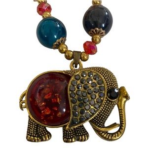 Boho Beaded Elephant Necklace